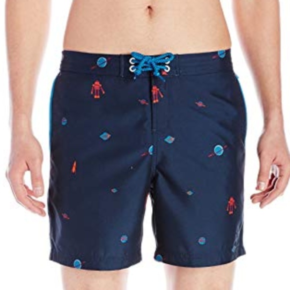 Original Penguin Men's Space Print Swimsuit Trunks - Picture 2 of 7